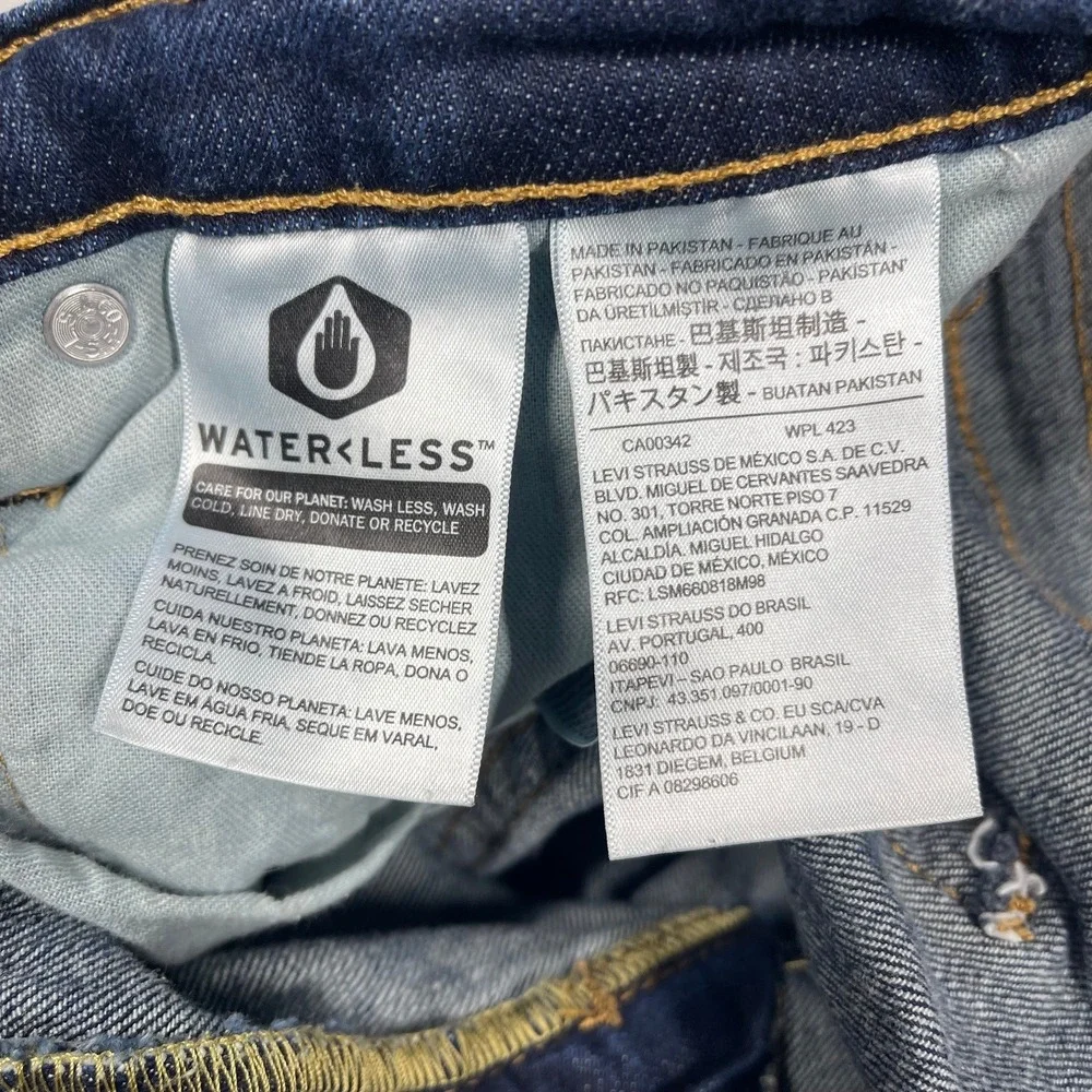 Levi Strauss 569 Jeans Mens 33x32 Blue WaterLess Straight Leg Dark Wash Denim